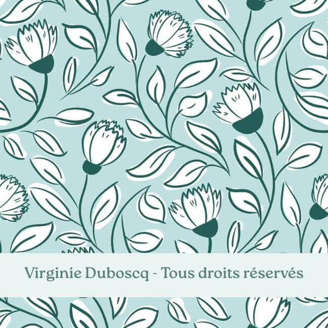 virginie duboscq motif fleurs blanches vertes